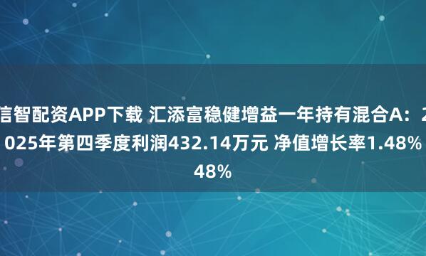 信智配资APP下载 汇添富稳健增益一年持有混合A：2025年第四季度利润432.14万元 净值增长率1.48%